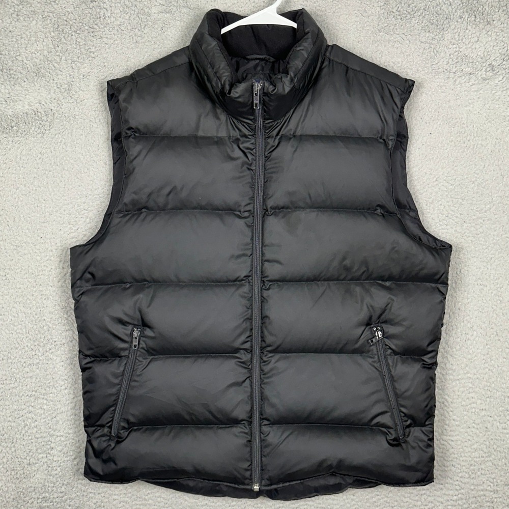 Gap Puffer Vest Mens XL Black Down Filled Quilted Mock Neck Full Zip Pockets EUC